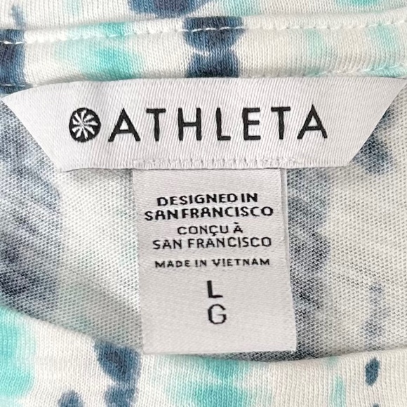 Athleta Organic Daily Relaxed Black Teal Short Sleeve T-Shirt Size L - Picture 7 of 9